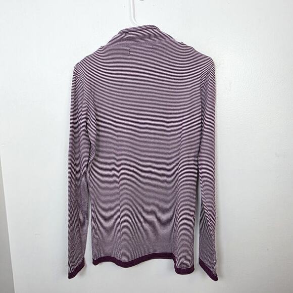 Title Nine Purple White Striped Soft Lightweight Outdoor Mock Neck Sweater Sz M - Picture 6 of 7